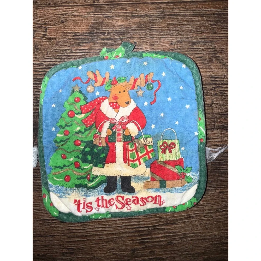 Christmas Potholders Moose 'Tis the Season'‎ Holiday Kitchen Decor Set of 2